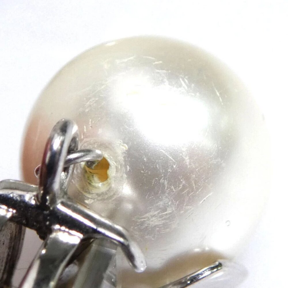 Auth MIU MIU Earrings Silver/White Metal/Faux Pearl - Picture 9 of 10